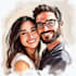 draw a valentine day couple portrait illustration