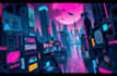 do cyberpunk futuristic city art
