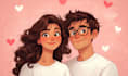 create disney couple portrait character logo and friendship