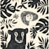 do animal and botanical linocut doodle illustration