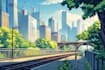 draw a flat vector landscape illustration