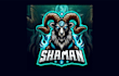 do awesome shaman goat mascot logo with unlimited revisions