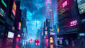 create a cyberpunk city style art for any project