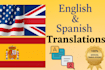 do certified and notarized translation in spanish, english, french, german USA