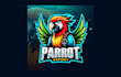 design creative parrot mascot logo with express delivery