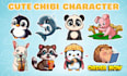 draw chibi character, animal chibi art for oc, pfp, stickers