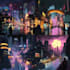 create a cyberpunk futuristic city art