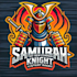 crate samurai knight mascot logo design with express delivery
