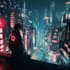 create a cyberpunk futuristic city art