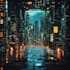 create a cyberpunk futuristic city art