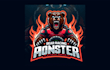 do modern bear racing mascot logo with express delivery
