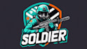 create unique gaming soldier logo