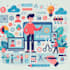 create flat vector minimalist character illustration