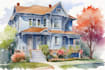 draw a watercolor house painting