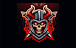 do modern helmet and devil skull mascot logo with express delivery