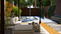 design backyard landscape, garden, patio, pool, outdoor kitchen and 3d render
