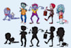draw stick figure, stickmen, doodle art, stickers and illustration