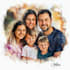 paint a family portrait into a digital watercolor painting with oil painting