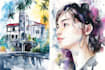 hand draw watercolor paintings