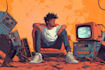 create cartoon album cover illustration