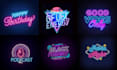 design creative neon sign light text style logo