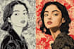 draw a custom portrait in linocut style