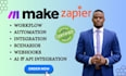 setup zapier or make com integrations for monday CRM zenmaid acuity calendly API