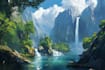 paint professional landscape concept art in painterly style