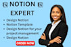 design notion, notion template, and notion website for your project management