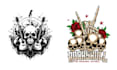 design music skeleton guitar logo with illustration