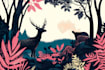 illustrate botanical and animal linocut illustration