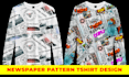 create custom newspaper pattern tshirt design