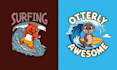 create unique animal mascot surfing logo