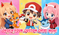 draw custom anime chibi character art for pfp, sticker, fanart, vtuber