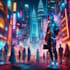 do a cyberpunk anime art illustration