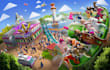 3d cgi amusement park, theme park, central theme, water park, resort park design