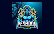 design creative poseidon mascot logo with express delivery