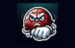 create unique angry ball with hand mascot logo with free source file