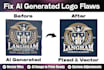 fix ai generated logo flaws and convert to vector quickly