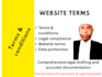draft gdpr privacy policy, website terms, and data protection legal documents