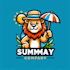 do lion summer holiday character mascot logo design