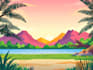 create flat landscape illustration of nature and background vector art