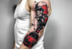 do premium trash polka design , sleeve tattoo