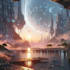 create sci fi or cyberpunk landscape artwork