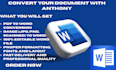 convert pdf to word, image to word with formatting in 24hrs