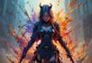 design cyberpunk and fantasy character splash art