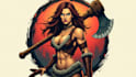 make unique female barbarian logo with free source file
