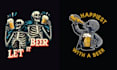 create amazing skeleton pub beer logo