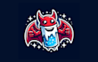 design ice bat red mascot logo with free source files