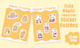 do cute kawaii doodle emoticon sticker design illustrations